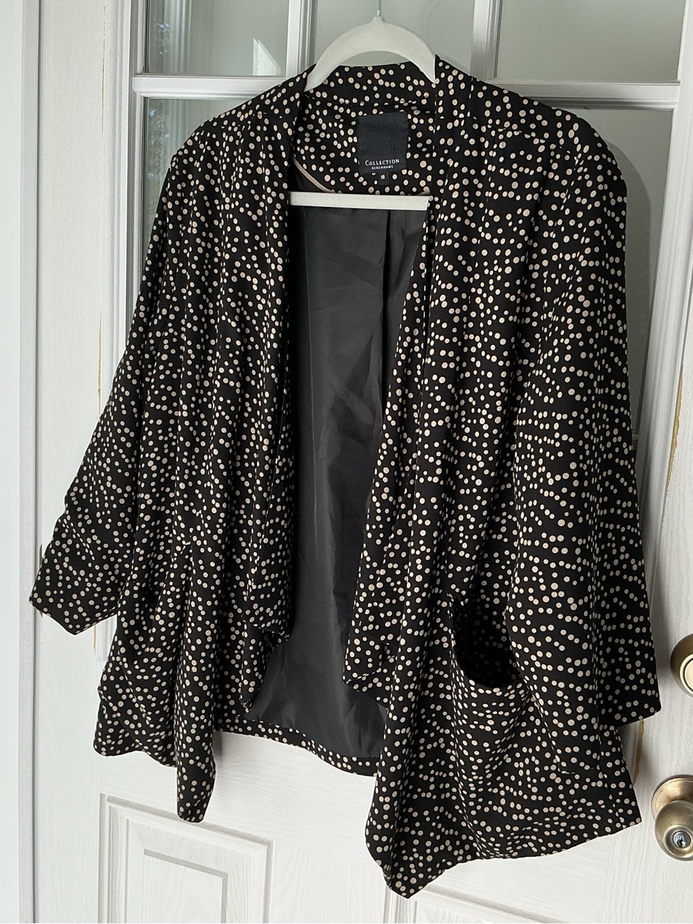 European Collection Debanhams Black Blazer with Cream Dot Print